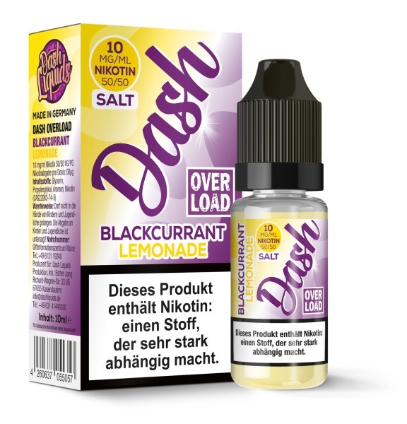Dash Overload - Blackcurrant Lemonade - 10ml Nic Salt Liquid
