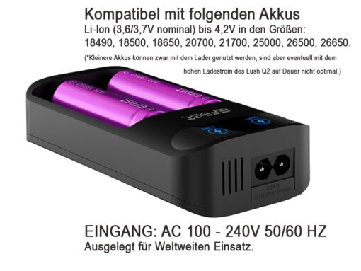 Efest Lush Q2 Akku-Schnellladegerät mit integriertem Netzteil – Bild 4