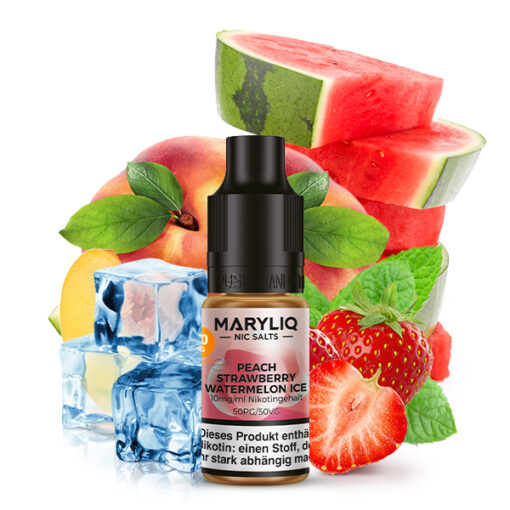 MARYLIQ - Peach Strawberry Watermelon Ice 10ml NicSalt Liquid – Bild 2