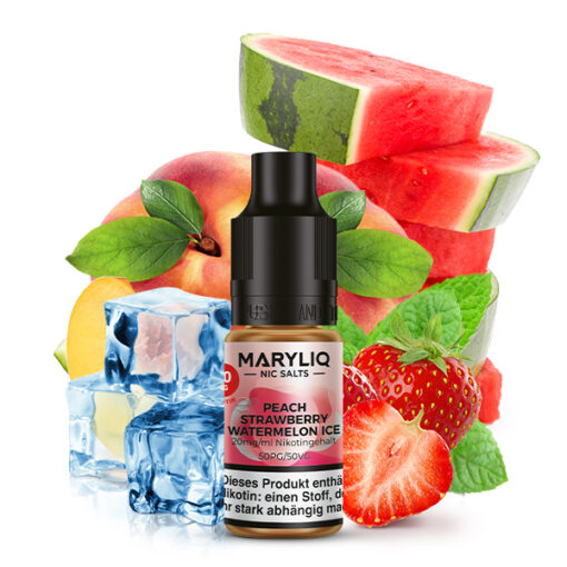 MARYLIQ - Peach Strawberry Watermelon Ice 10ml NicSalt Liquid – Bild 3