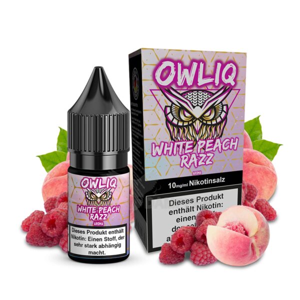 OWLIQ - White Peach Razz 10ml NicSalt Liquid