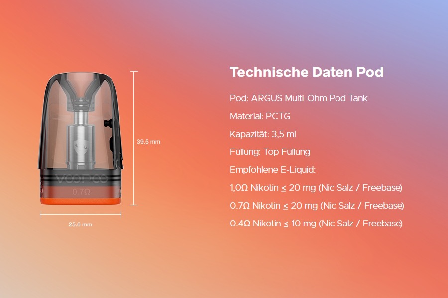VooPoo Argus Multi Ohm Pod Tank Verdampfer – Bild 3