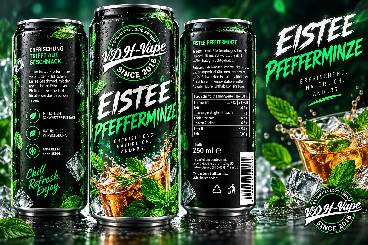 VDH-Vape Drinks – Eistee Pfefferminze 250 ml