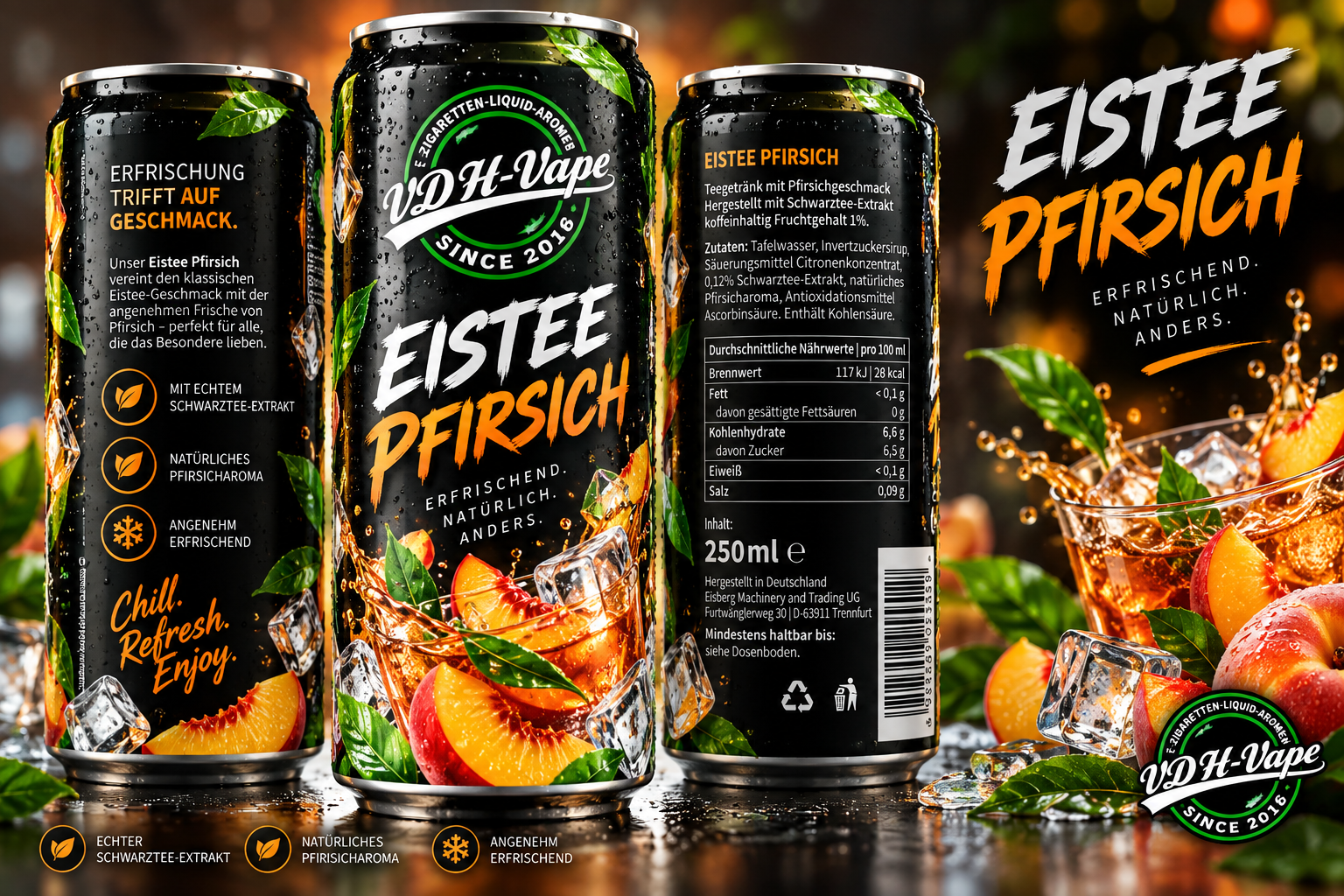 VDH-Vape Drinks – Eistee Pfirsich 250 ml
