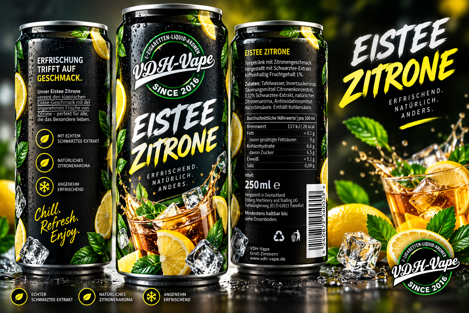 VDH-Vape Drinks – Eistee Zitrone 250 ml